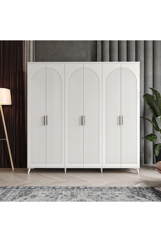 Oslo 6 Kapaklı Komple Mdf Beyaz Gardırop