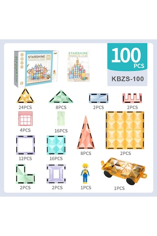 Starshine 100 Parçalı Premium Manyetik Oyuncak/bloklar Seti Renk