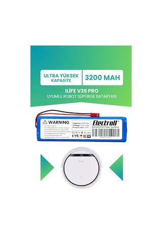 Ilife V3s Pro Uyumlu Batarya Yüksek Kapasite 3200mah Pil Robot Süpürge Bataryası Değişimi