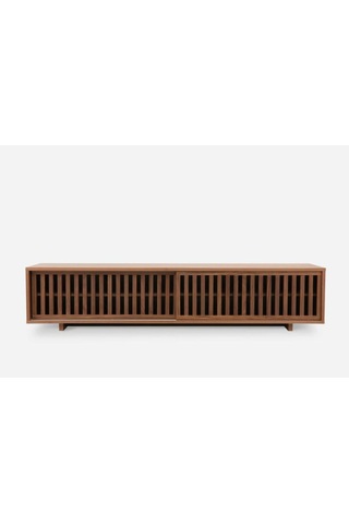 Linea Ahşap Modern Tv Ünitesi Sürgü Izgara Kapaklı Koyu Ceviz