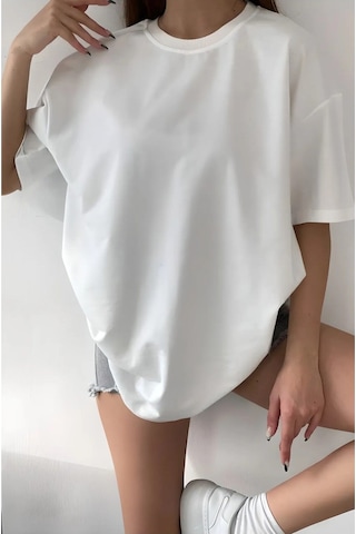 Unisex Oversize Düz Beyaz T-shirt BEYAZ