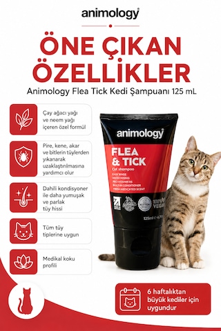 Animology Flea Tick Kediler İçin Kene Ve Pire Kovucu Şampuan 125 Ml