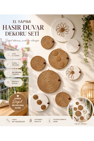 Hasır Duvar Dekorasyonu El Yapımı Özel Set 9
