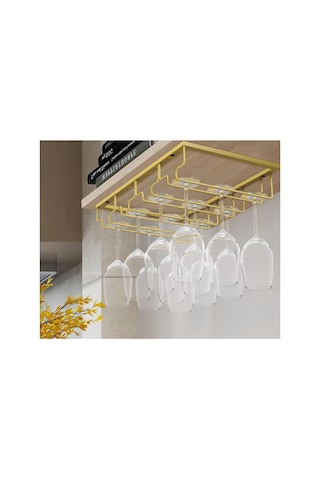 Gold Metal Kadehlik Tavan Askılı Bardaklık Gold Metal