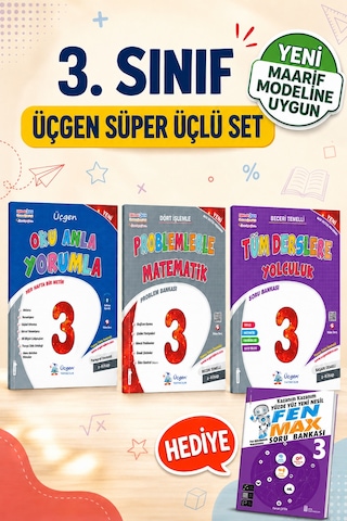 3.sınıf - Üçgen Süper Üçlü Tüm Dersler + Oku Anla + Problemler+hediye Fen Bilgisi