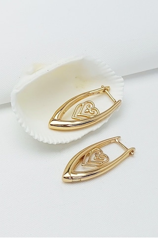 Rose Altın Kaplama Vip Seri Xuping Kalp Motifli V Küpe 2,8 CM Rose Gold