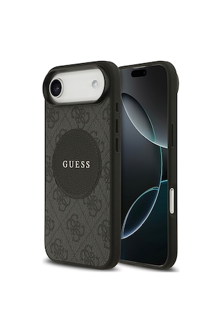 Apple Uyumlu iPhone 17 Air Kılıf Guess Lisanslı M-safeli Yazı Logolu Circle Classic Kapak Siyah Siyah