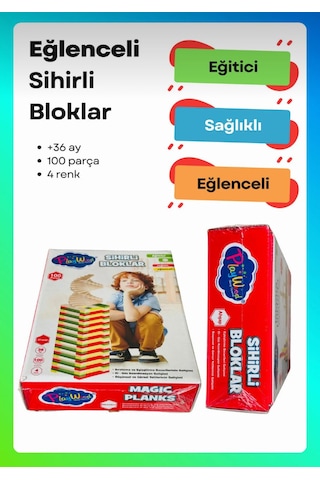 Sihirli Bloklar I Eğitici 100'lü Ve 4 Renkli Tahta Bloklar