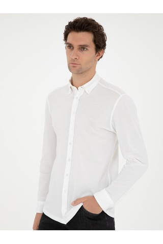 Cacharel Beyaz Slim Fit Pamuk Karışımlı Gömle 15841036