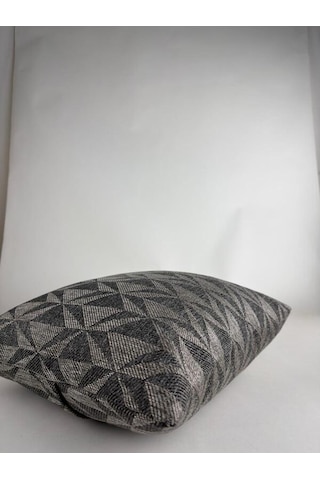 Kahverengi Geometrik Desenli Keten Kırlent Kılıfı 35x50 Cm Premium Collection Kahverengi