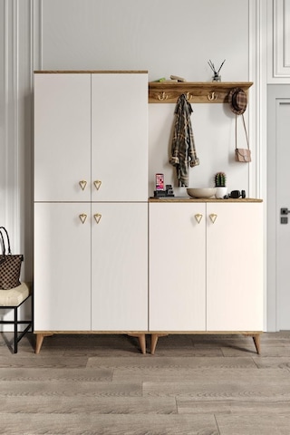 Simple Prt6190 Portmanto Vestiyer Ekru Ceviz