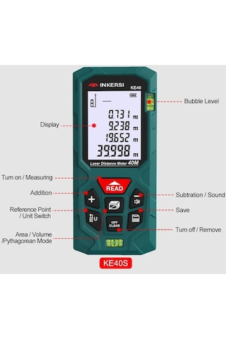 Dijital Lazer Metre Mesafe Ölçer 40 Metre 40m
