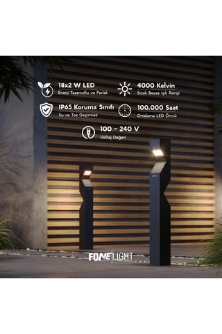 Dalluz Bahçe Aydınlatma Bollardı 100 Cm 4000k Doğal Beyaz Işık, Çift Yönlü, Ip65 Su Geçirmez Alüminyum Dış Mekan Led Yol, Villa Ve Peyzaj Aydınlatması Sku: Smgstk9b63e1e76e