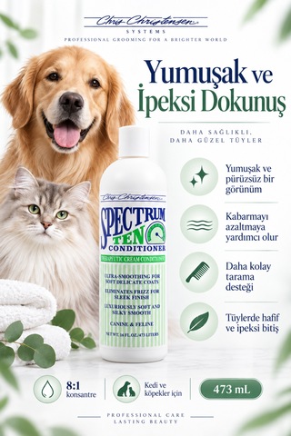 Chris Christensen Sp Ten 8:1 Konsantre Yumuşak Ve Pürüzsüz Kedi Ve Köpek Tüy Kremi 473 Ml