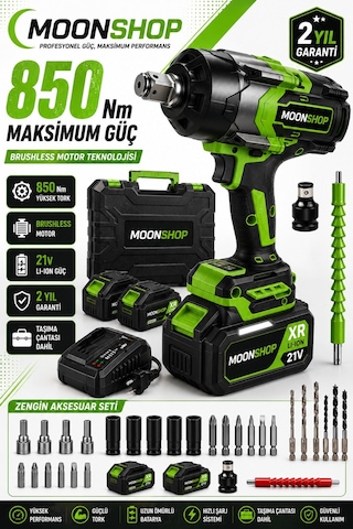 850 Nm Profesyonel Şarjlı Darbeli Somun Sıkma Makinesi Brushless Motor 2 Akü Taşıma Çantalı Mn