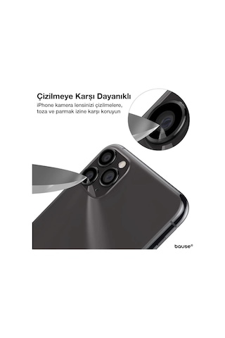 Apple İphone 12 Pro Max Kamera Koruyucu Lens Mercek Metal Çerçeveli 3lü Set Siyah Black