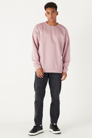 AC&Co / Altınyıldız Classics Erkek Gul Kurusu Oversize Bol Kesim Bisiklet Yaka Düz Sweatshirt Gül Kurusu