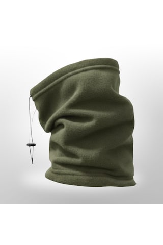 Qulothes Termal Polar Soğuk Geçirmez Bere & Boyunluk Unisex Pamuklu Kışlık Ayarlanabilir İpli Bere Haki