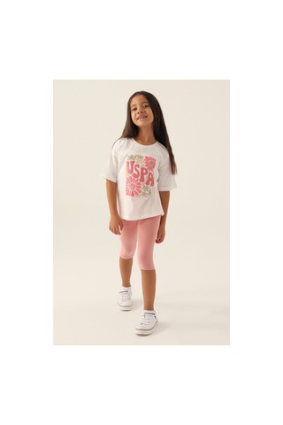 U.S. Polo Assn. U.s. Polo Assn. Lisanslı Flower Krem Kız Çocuk Kapri Takım Bej