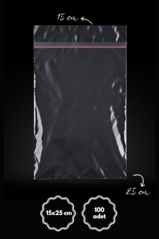 100lü Bantlı Şeffaf Poşet 15x25cm Kurabiye Poşeti, Opp Orta Boy Gıda Saklama Ve İkram Poşeti