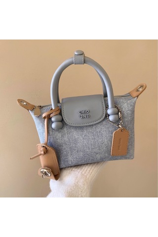 Nanfeng Mini Denim Blue Kadın El Çantası Gri