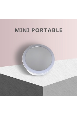 Lemestar Katlanır Çift Taraflı Led Aydınlatmalı Makyaj Aynası, 10x Büyütmeli Taşınabilir Masaj Aynası, Usb Şarjlı Beyaz