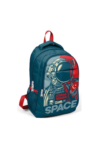 Coral High Kids Çivit Kırmızı Astronot Desenli 3 Lü Okul Çanta Seti Set0114389