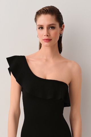 Suwen Tek Omuz Volanlı Mayo Sbn25360012 Siyah