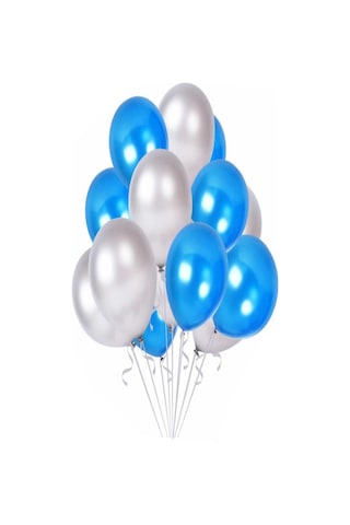 25 Adet Metalik Lacivert Koyu Mavi + Gümüş Gri Karışık Balon