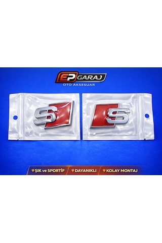 S Logo Amblem Seti 2 Adet Kırmızı Krom Sport Logo Universal Araç Yan Çamurluk Bagaj Arma 0