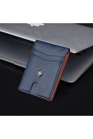 Createtech Bosphorusboutique Xıxun Tutucu, Mavi Rfıd Cüzdan, İnce Fiber Erkek Cüzdan, Anti-manyetik Pj Mavi