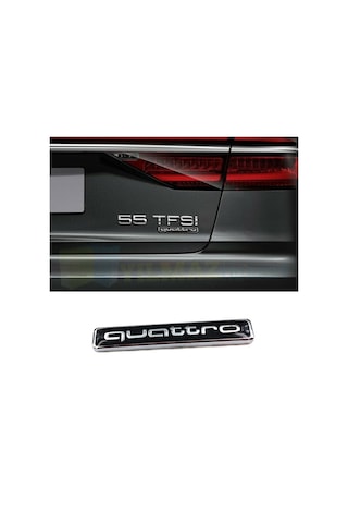 Audi Quattro Bagaj Çamurluk Logo Amblem Paslanmaz Çelik 1 Adet Siyah