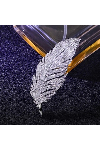 Mufunye Yüksek Kaliteli Alyuminyum Rhinestone İle Süslenmiş Parlak Yıldız Kuyruğu Broşu - Gümüş Renk, 2.4x6.2 Cm, 11.4 Gr Çok Renkli