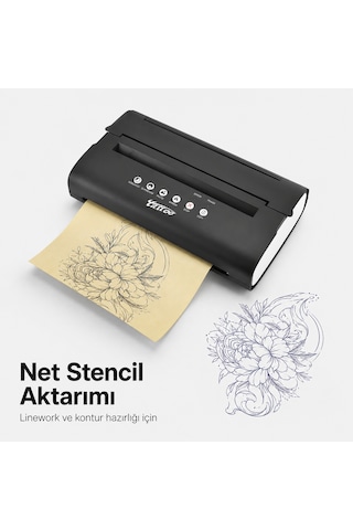 Thermal Tattoo Copier Prt5 Mt200 Dövme Stencil Termal Yazıcı Siyah