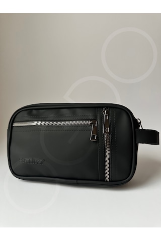 Ogdo - Erkek Siyah Deri Portföy Clutch Ve Günlük El Çantası Siyah
