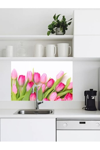 Artenuevo Lale Desenli Mutfak Önü İçin İç Mekan Çıkartmaları 60 90 Cm 229207912 Pembe