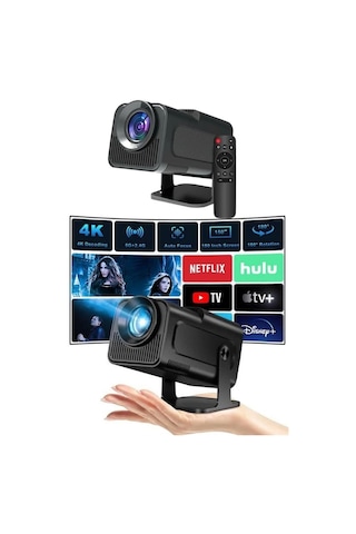 Projektör Siyah Android Taşınabilir Sinema Projeksiyon Wifi Destekli En Güncel Sürüm Akıllı