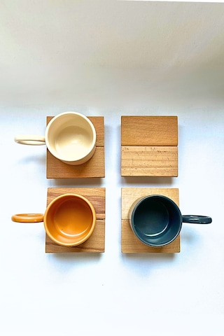 4 Lü Ham 1. Sınıf Masif Ahşap El Yapımı Bardak Altığı S Ahşap