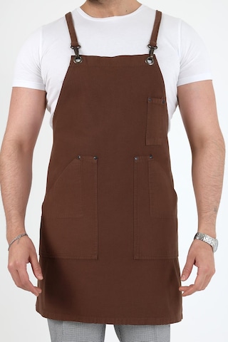 Barista Askılı Önlük Kanguru Cepli - Kahve-12779 Kahve