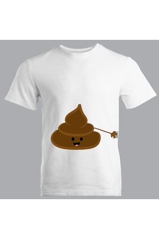 Sevimli Kaka Ve Tuvalet Kağıdı Tasarımlı Eş Tişörtleri - Komik Sevgili Tshirt Kombini Beyaz
