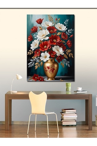 Kanvas Tablo Çiçeklerle Dolu Antika Vazo 70cmx100cm