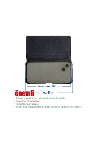 Apple Uyumlu iPhone 15 Plus Kemer Kılıfı Kemere Takılan Bel Canta Kılıfı