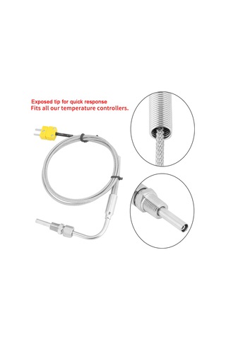 Yaozixa K Tipi Açık Bıçaklı Dirsekli Termokuple - Hızlı Tepki, 0-1100 C Ölçüm Aralığı, Sarı Erkek Soket, 1m Kablo, Paslanmaz Çelik Prob