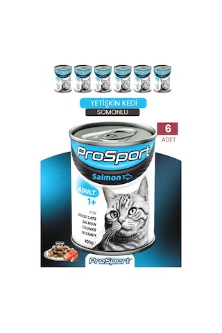 Prosport Chunk Somonlu 6'lı Yetişkin Kedi Konserve Yaş Mama 400 Gr 6