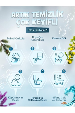 Funeco Klozet Tuvalet Wc Temizleyici, 1 Kutuda 4 Paket 300g , Aktif Köpüklü, Doğa Dostu, Okyanus