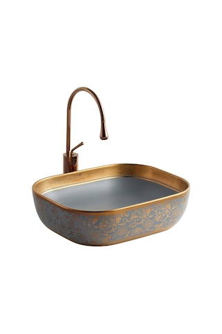 Eh-4290mgr Tezgah Üstü Porselen Lavabo Gri