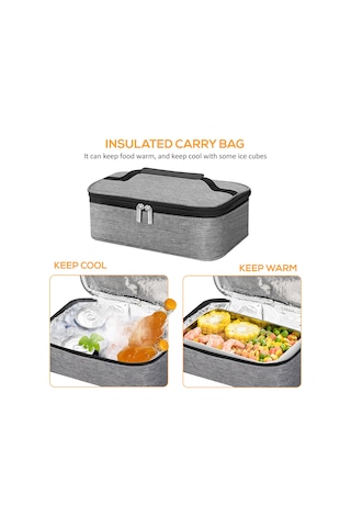 Vkemall Mavi Isıtıcı Yemek Çantası - Oxford Kumaş + Köpük + Alüminyum Folyo - 25x16x8cm Mavi