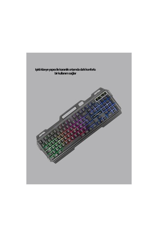 Set Işıklı Klavye Mouse + Bluetooth 5.2 Kulaklık Paketi - Hs08378296-1472 Renkli