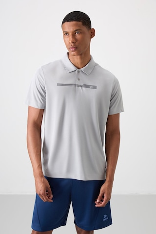 Tommy Life Gri Polyester Nefes Alan Dokulu İnce Esnek Standart Fit Polo Yaka Erkek Performans T-shirt - 88393 Gri