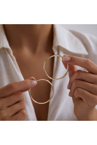 14k Altın Halka Küpe 1.8 Mm 5.5 Cm T14318 Renkli